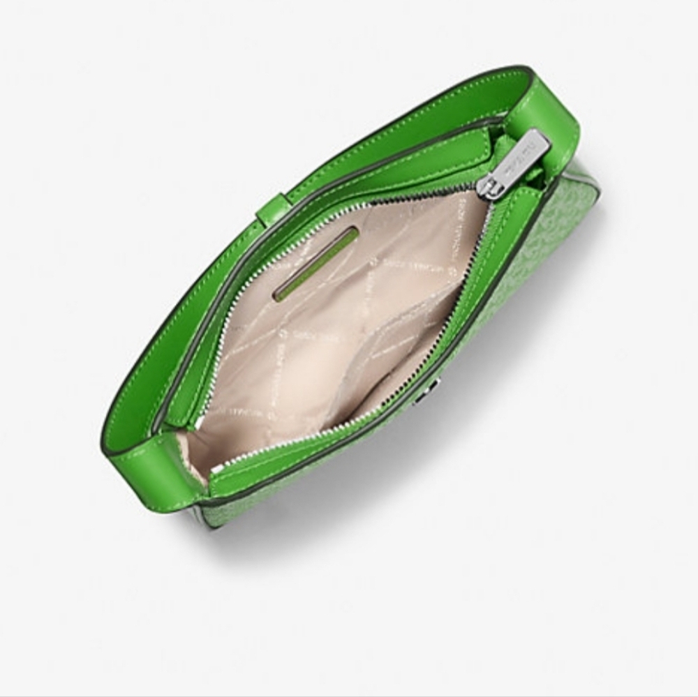 Michael Kors Lira Small Signature Logo Pouchette: Jungle Green, 9×6.5×2, NWT - Picture 2 of 3